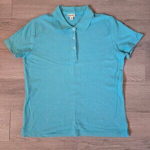 Teal button down polo shirt